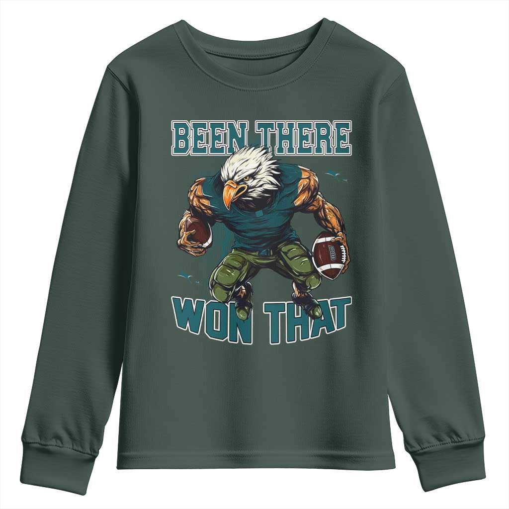 Been There Won That Fierce Football Graphic Youth Sweatshirt Game Day Champions Sport Fans TS02 Dark Forest Green Print Your Wear