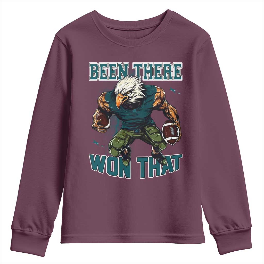 Been There Won That Fierce Football Graphic Youth Sweatshirt Game Day Champions Sport Fans TS02 Maroon Print Your Wear