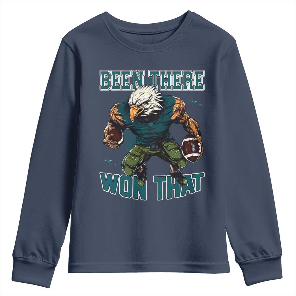 Been There Won That Fierce Football Graphic Youth Sweatshirt Game Day Champions Sport Fans TS02 Navy Print Your Wear