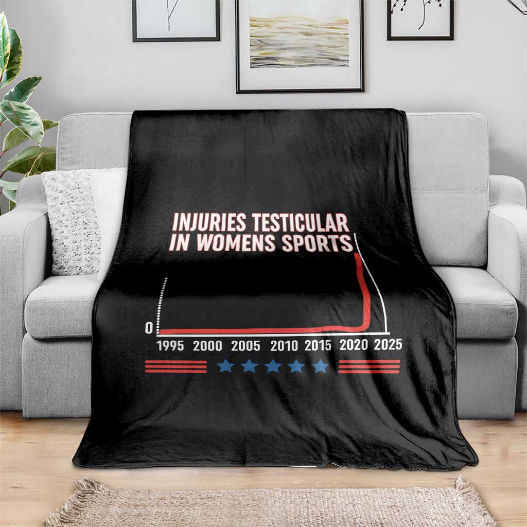 Testicular Injuries in Womens Sports Satirical Graphic Throw Blanket Dark Humor with Controversial Commentary TS02 Print Your Wear