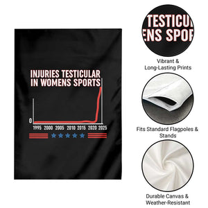 Testicular Injuries in Womens Sports Satirical Graphic Garden Flag Dark Humor with Controversial Commentary TS02 Print Your Wear
