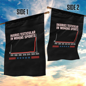 Testicular Injuries in Womens Sports Satirical Graphic Garden Flag Dark Humor with Controversial Commentary TS02 Print Your Wear