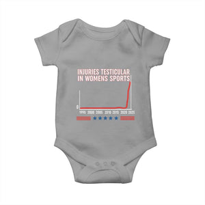 Testicular Injuries in Womens Sports Satirical Graphic Baby Onesie Dark Humor with Controversial Commentary TS02 Sport Gray Print Your Wear