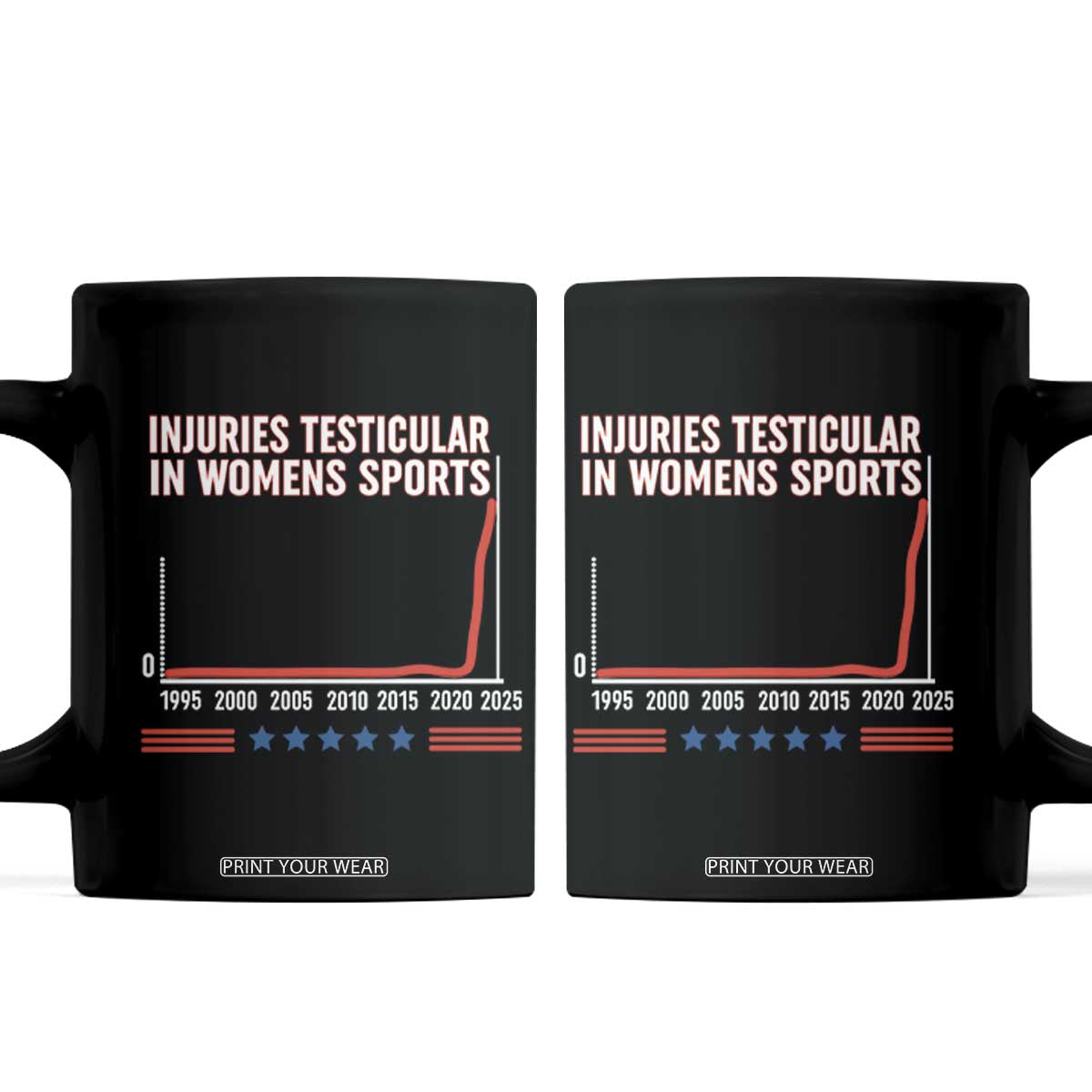 Testicular Injuries in Womens Sports Satirical Graphic Coffee Mug Dark Humor with Controversial Commentary TS02 Black Print Your Wear