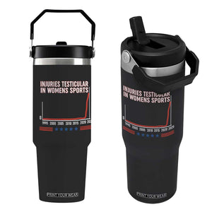 Testicular Injuries in Womens Sports Satirical Graphic Flip Straw Tumbler Dark Humor with Controversial Commentary TS02 One Size: 30 oz Black Print Your Wear