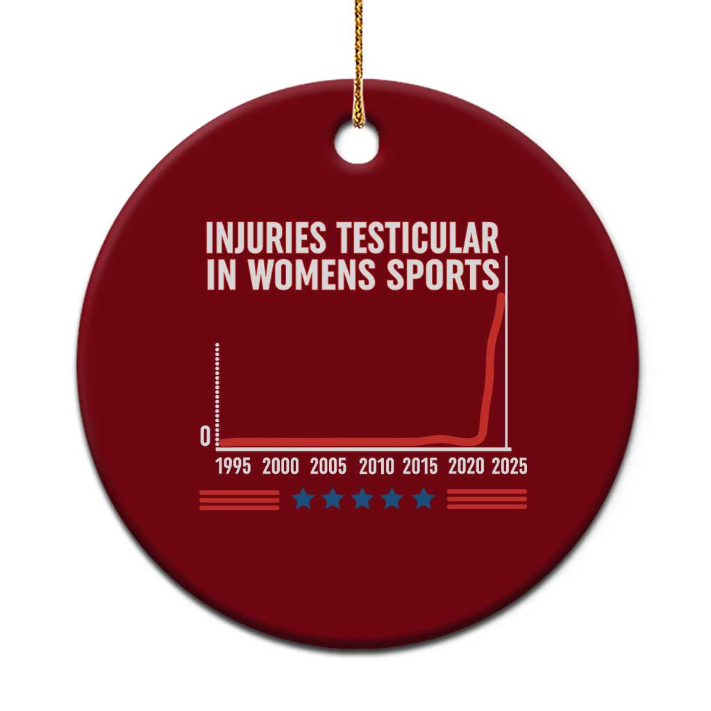 Testicular Injuries in Womens Sports Satirical Graphic Ceramic Ornament Dark Humor with Controversial Commentary TS02 1pc Red Print Your Wear