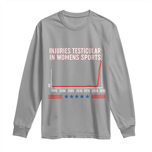 Testicular Injuries in Womens Sports Satirical Graphic Long Sleeve Shirt Dark Humor with Controversial Commentary TS02 Sport Gray Print Your Wear