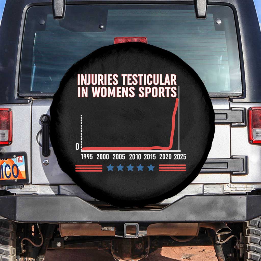 Testicular Injuries in Womens Sports Satirical Graphic Spare Tire Cover Dark Humor with Controversial Commentary TS02 No hole Black Print Your Wear