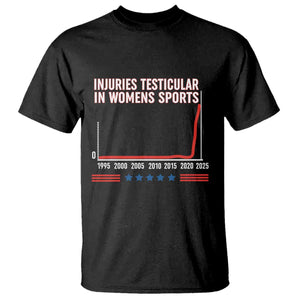 Testicular Injuries in Womens Sports Satirical Graphic T Shirt Dark Humor with Controversial Commentary TS02 Black Print Your Wear
