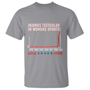 Testicular Injuries in Womens Sports Satirical Graphic T Shirt Dark Humor with Controversial Commentary TS02 Sport Gray Print Your Wear