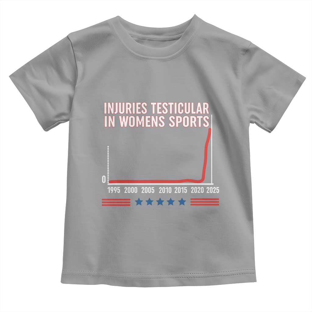 Testicular Injuries in Womens Sports Satirical Graphic Toddler T Shirt Dark Humor with Controversial Commentary TS02 Sport Gray Print Your Wear