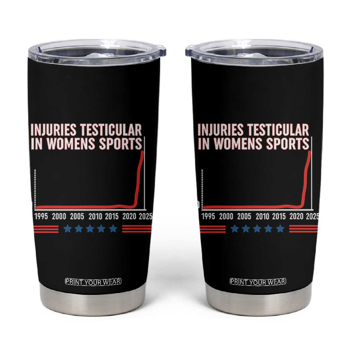 Testicular Injuries in Womens Sports Satirical Graphic Tumbler Cup Dark Humor with Controversial Commentary TS02 Black Print Your Wear
