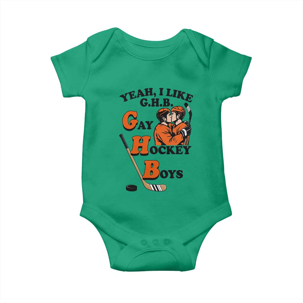 Yeah I Like GHB Gay Hockey Boys Baby Onesie LGBTQ Pride Hockey Fan TS02 Irish Green Print Your Wear