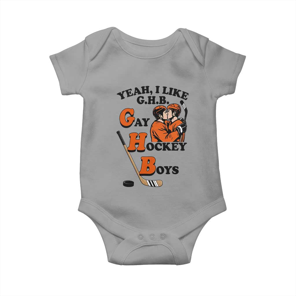 Yeah I Like GHB Gay Hockey Boys Baby Onesie LGBTQ Pride Hockey Fan TS02 Sport Gray Print Your Wear