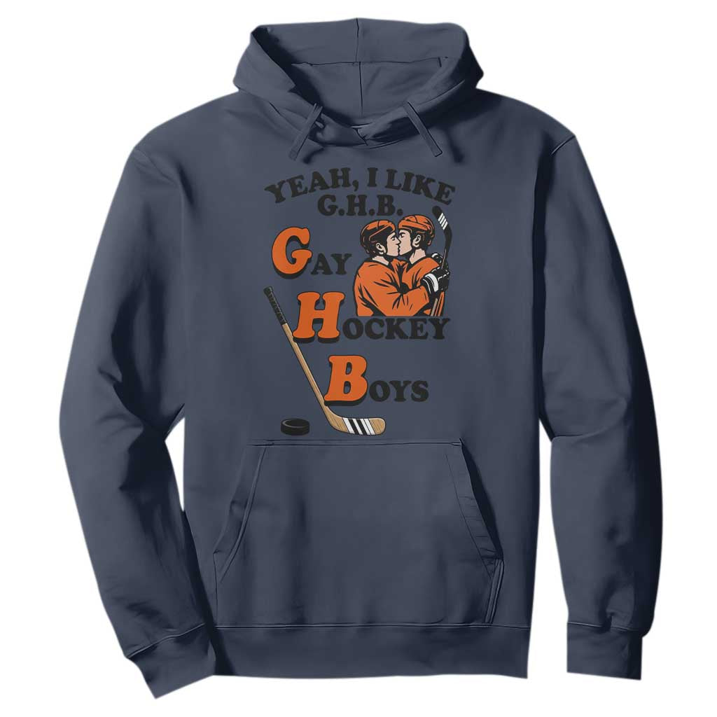 Yeah I Like GHB Gay Hockey Boys Hoodie LGBTQ Pride Hockey Fan TS02 Navy Print Your Wear