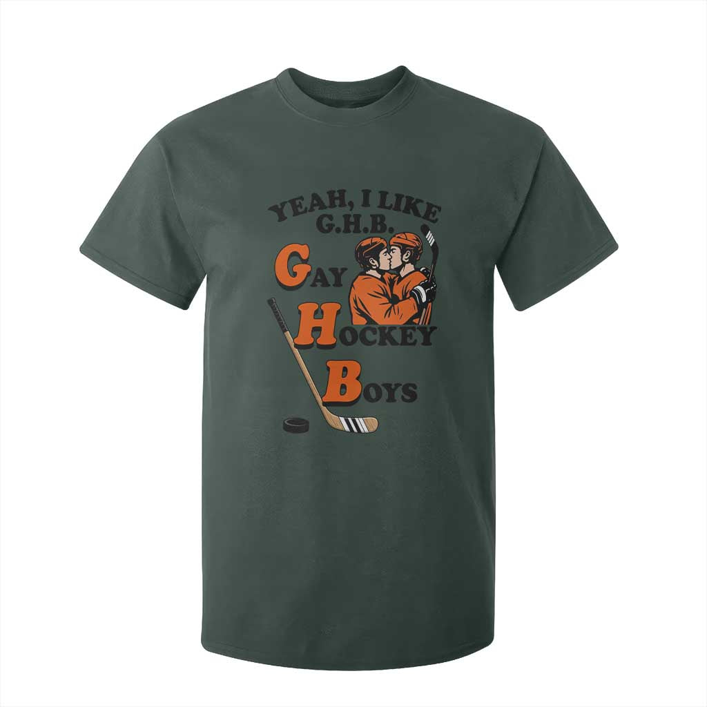 Yeah I Like GHB Gay Hockey Boys T Shirt For Kid LGBTQ Pride Hockey Fan TS02 Dark Forest Green Print Your Wear