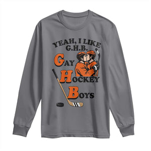 Yeah I Like GHB Gay Hockey Boys Long Sleeve Shirt LGBTQ Pride Hockey Fan TS02 Charcoal Print Your Wear