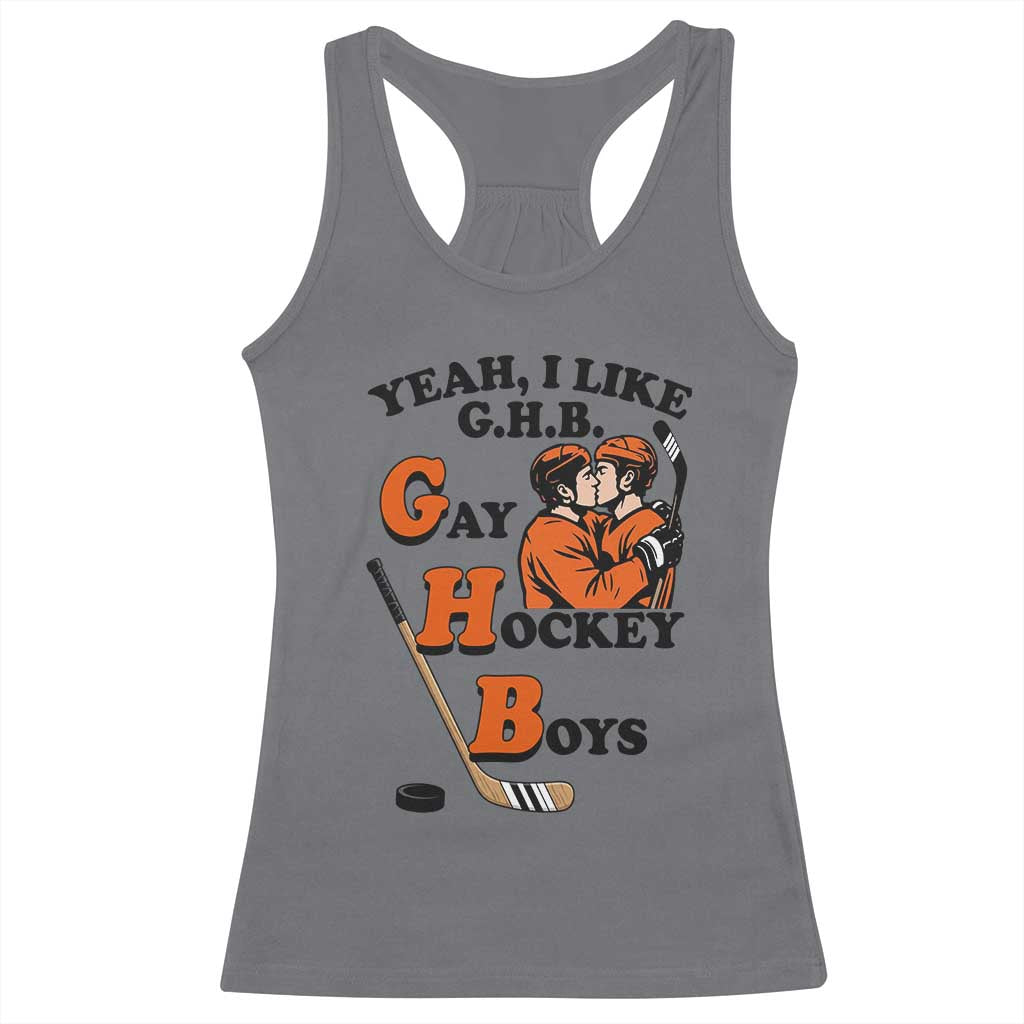 Yeah I Like GHB Gay Hockey Boys Racerback Tank Top LGBTQ Pride Hockey Fan TS02 Charcoal Print Your Wear