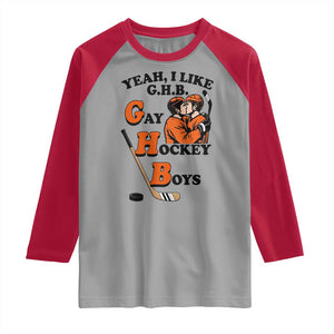 Yeah I Like GHB Gay Hockey Boys Raglan Shirt LGBTQ Pride Hockey Fan TS02 Sport Gray Red Print Your Wear