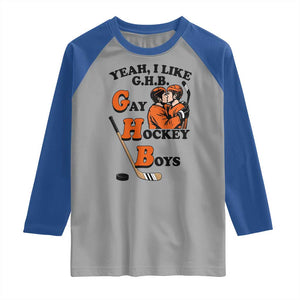 Yeah I Like GHB Gay Hockey Boys Raglan Shirt LGBTQ Pride Hockey Fan TS02 Sport Gray Royal Print Your Wear