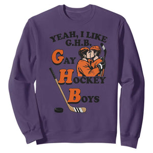 Yeah I Like GHB Gay Hockey Boys Sweatshirt LGBTQ Pride Hockey Fan TS02 Purple Print Your Wear