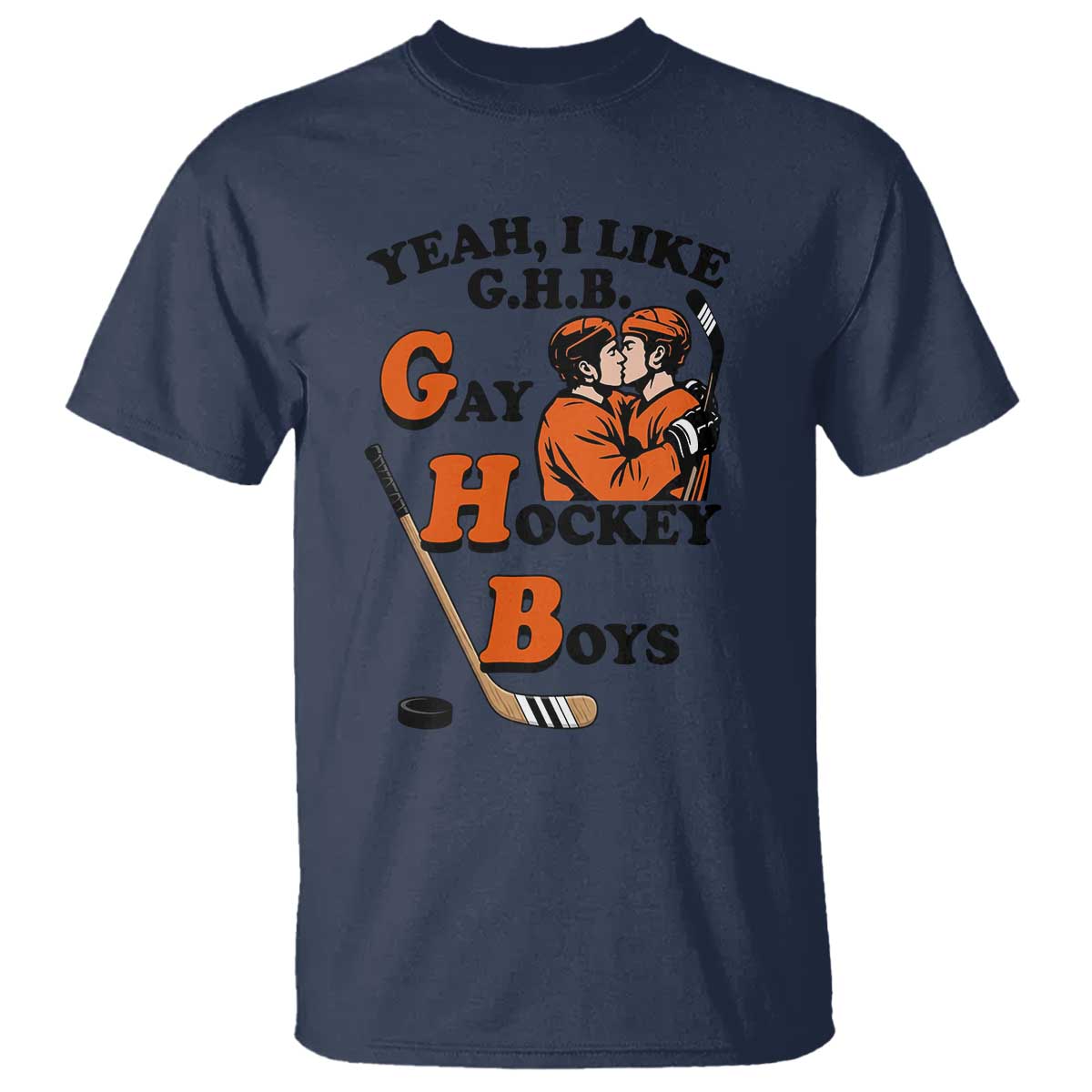 Yeah I Like GHB Gay Hockey Boys T Shirt LGBTQ Pride Hockey Fan TS02 Navy Print Your Wear