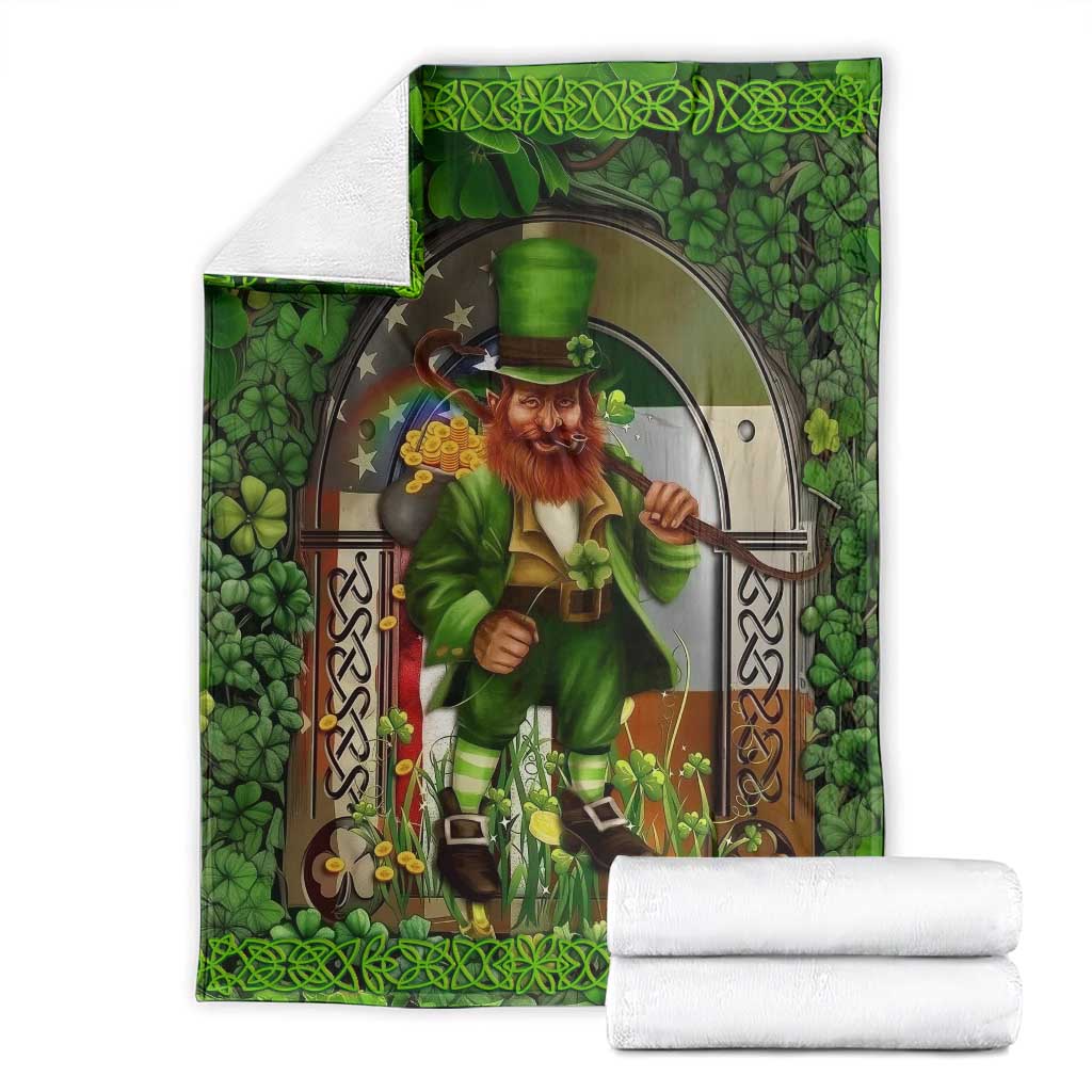 Happy St Patrick's Day Leprechaun Throw Blanket American Irish Flag TS02 Irish Green Print Your Wear