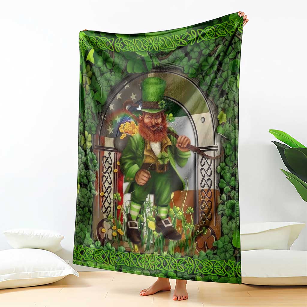 Happy St Patrick's Day Leprechaun Throw Blanket American Irish Flag TS02 Print Your Wear