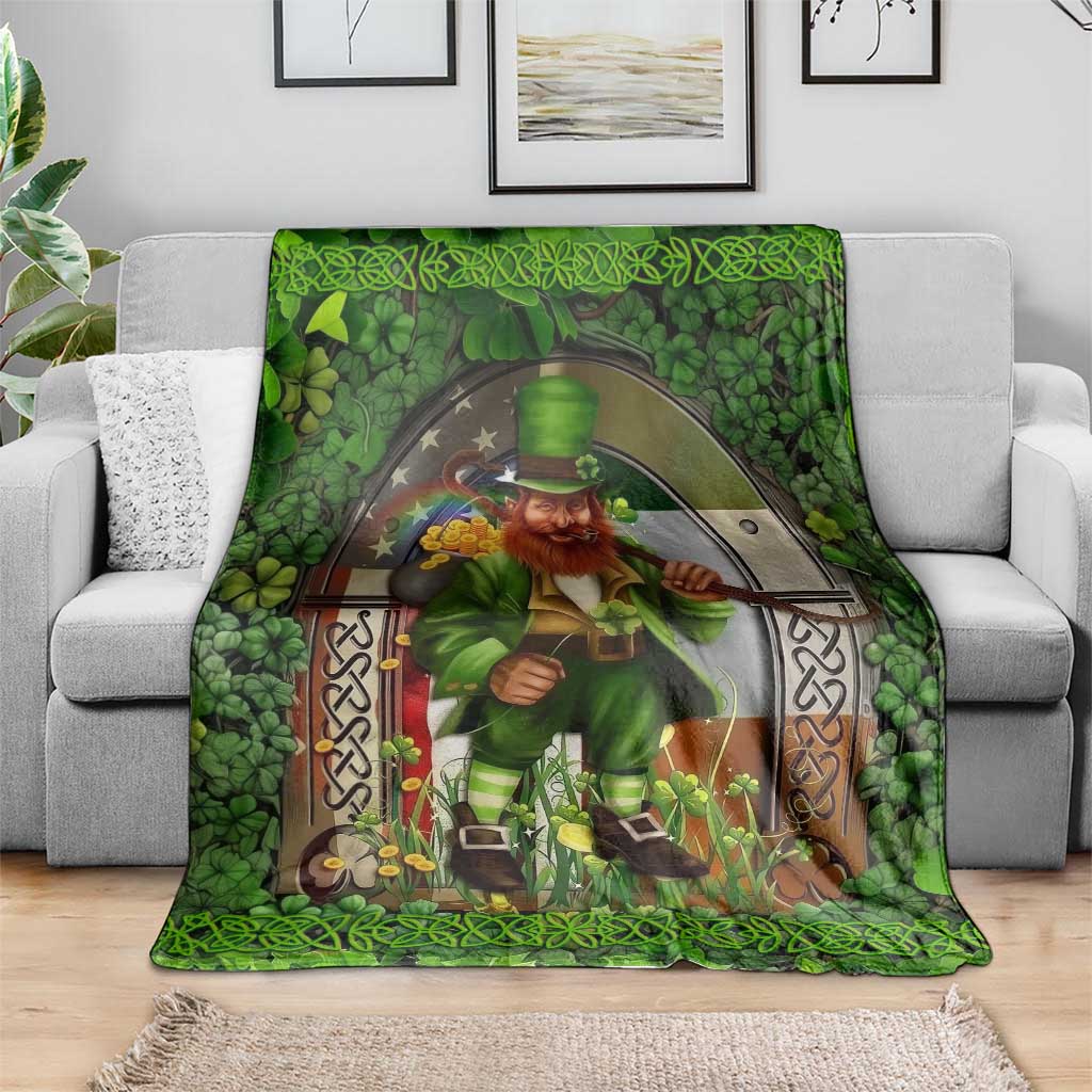 Happy St Patrick's Day Leprechaun Throw Blanket American Irish Flag TS02 Print Your Wear