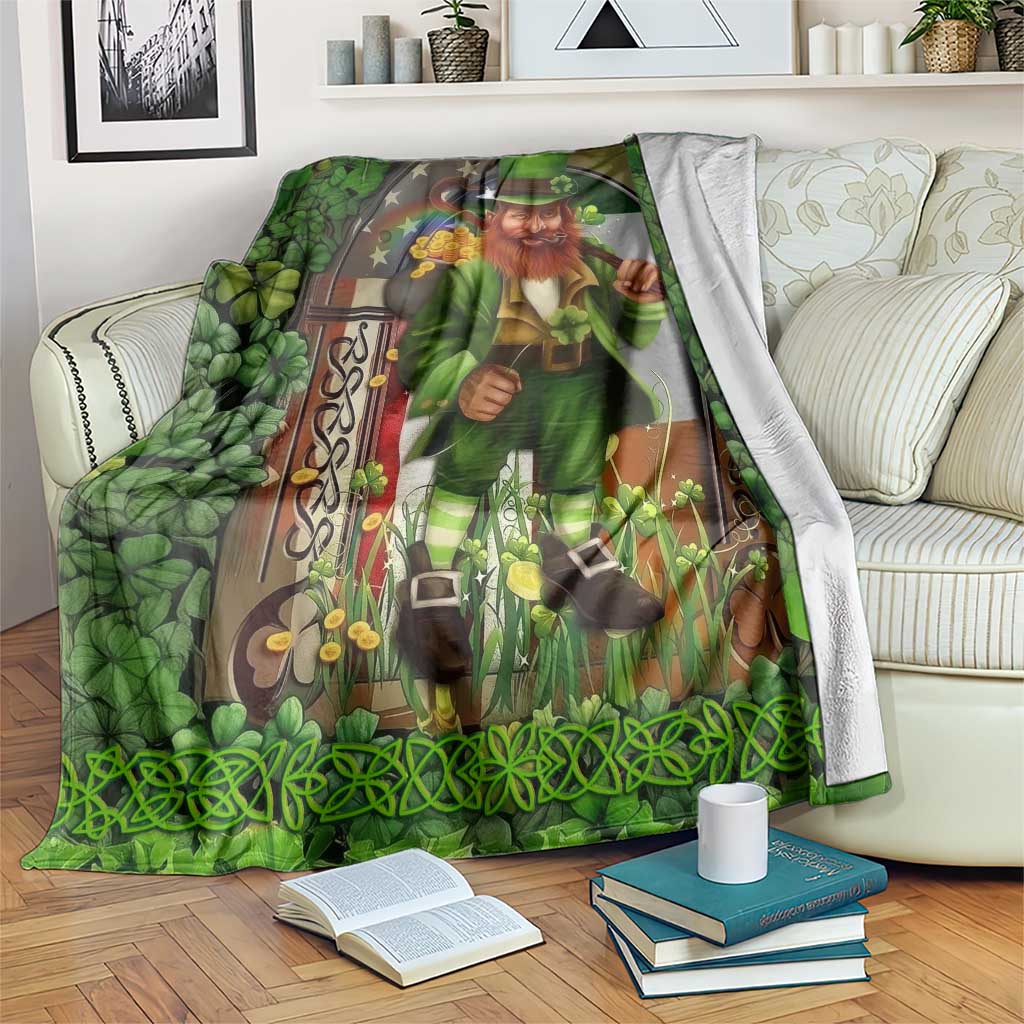 Happy St Patrick's Day Leprechaun Throw Blanket American Irish Flag TS02 Print Your Wear