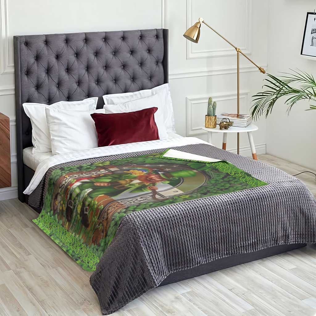 Happy St Patrick's Day Leprechaun Throw Blanket American Irish Flag TS02 Print Your Wear
