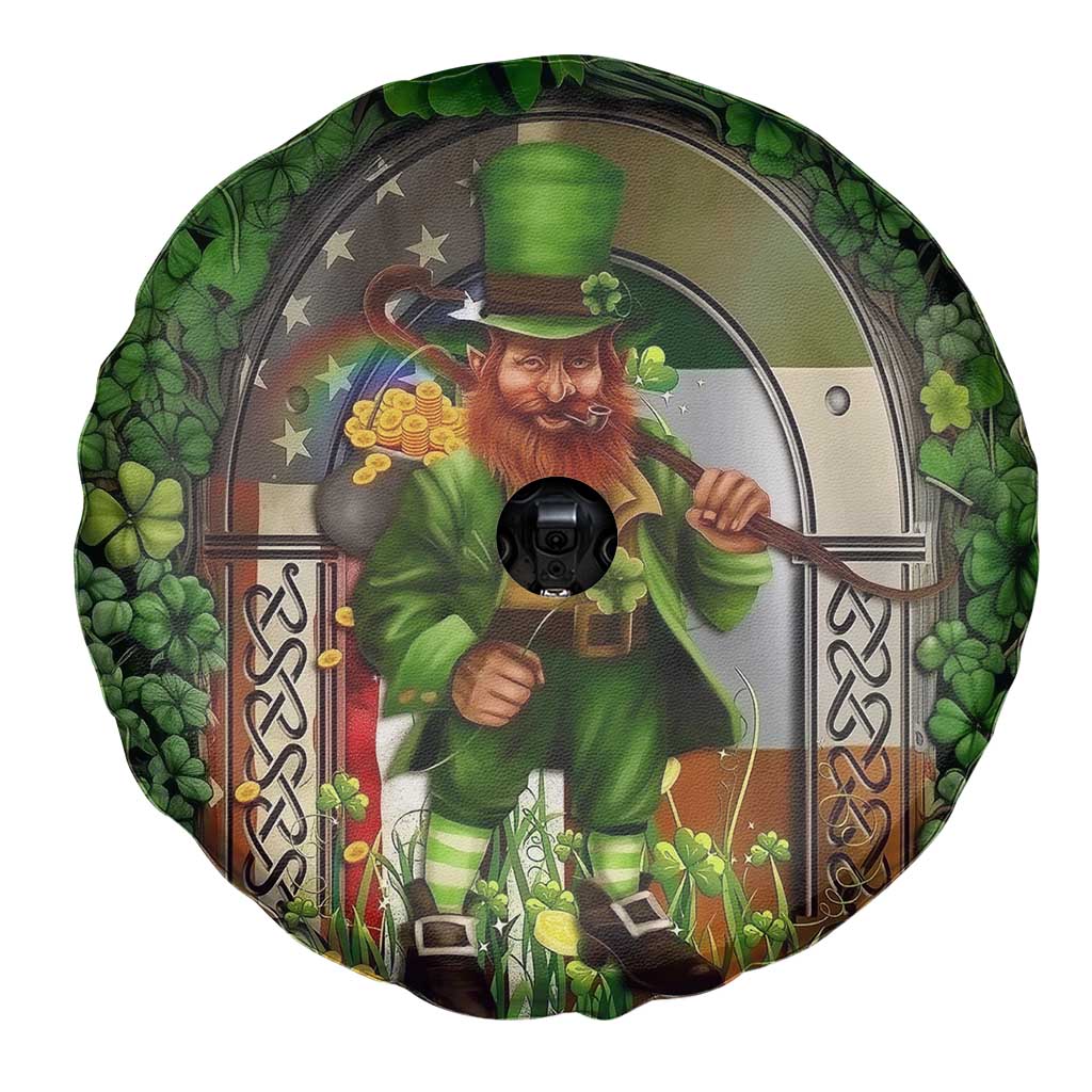 Happy St Patrick's Day Leprechaun Spare Tire Cover American Irish Flag TS02 Print Your Wear