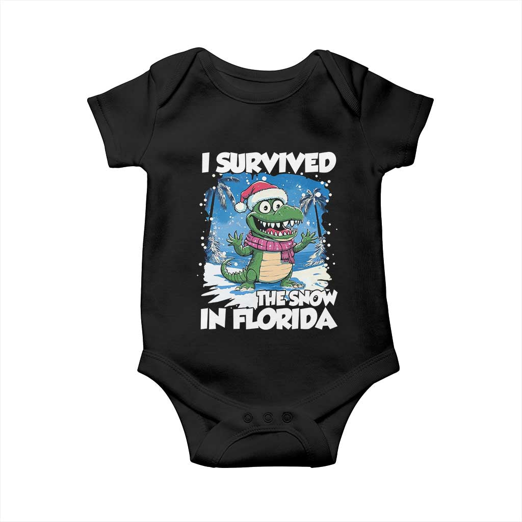 I Survived The Snow In Florida Baby Onesie Funny Crocodile TS02 Black Print Your Wear