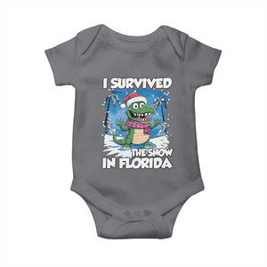 I Survived The Snow In Florida Baby Onesie Funny Crocodile TS02 Charcoal Print Your Wear