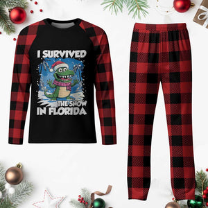 I Survived The Snow In Florida Plaid Pajama Set Funny Crocodile TS02 Buffalo Plaid Print Your Wear