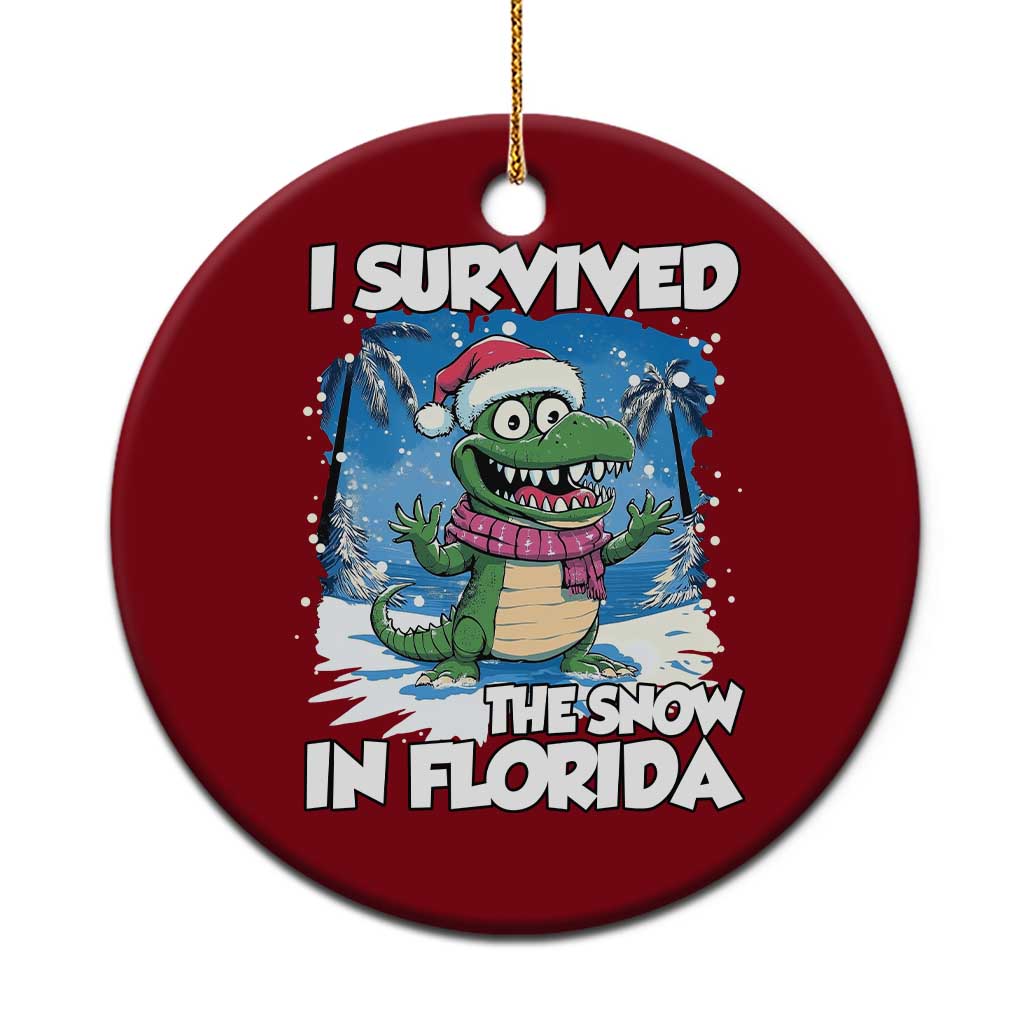 I Survived The Snow In Florida Ceramic Ornament Funny Crocodile TS02 1pc Red Print Your Wear