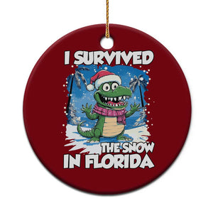 I Survived The Snow In Florida Ceramic Ornament Funny Crocodile TS02 1pc Red Print Your Wear