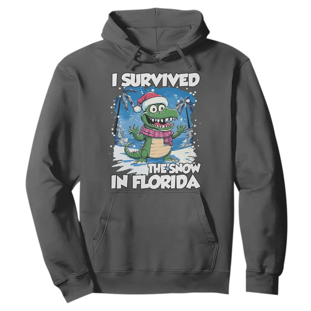 I Survived The Snow In Florida Hoodie Funny Crocodile TS02 Dark Heather Print Your Wear