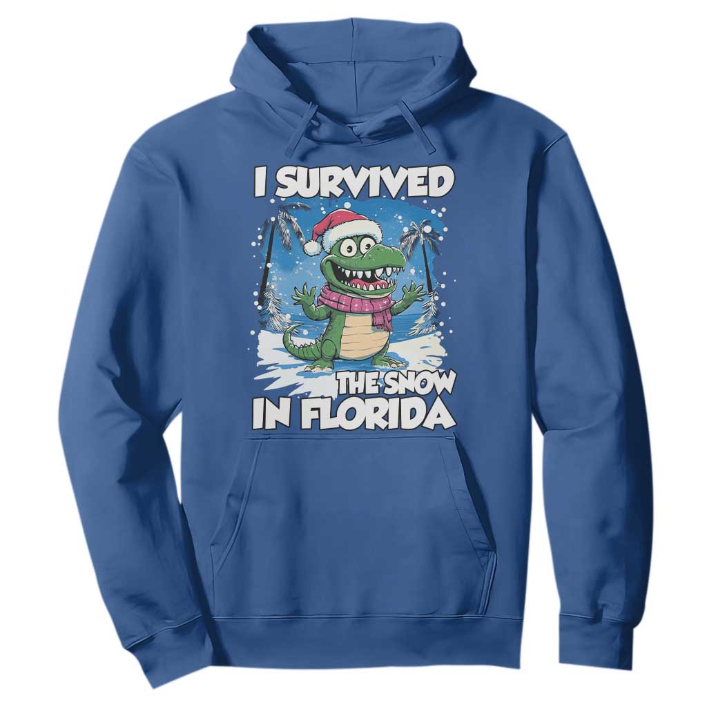 I Survived The Snow In Florida Hoodie Funny Crocodile TS02 Royal Blue Print Your Wear