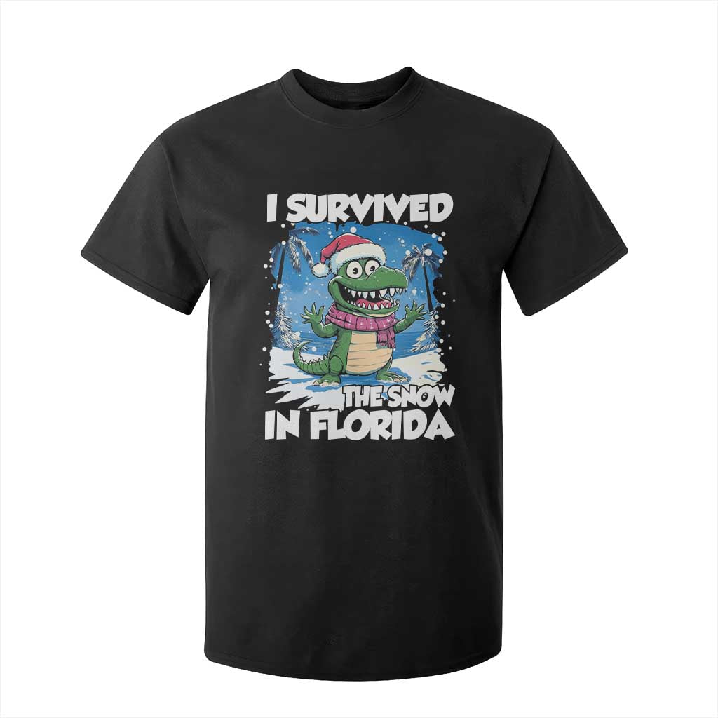 I Survived The Snow In Florida T Shirt For Kid Funny Crocodile TS02 Black Print Your Wear
