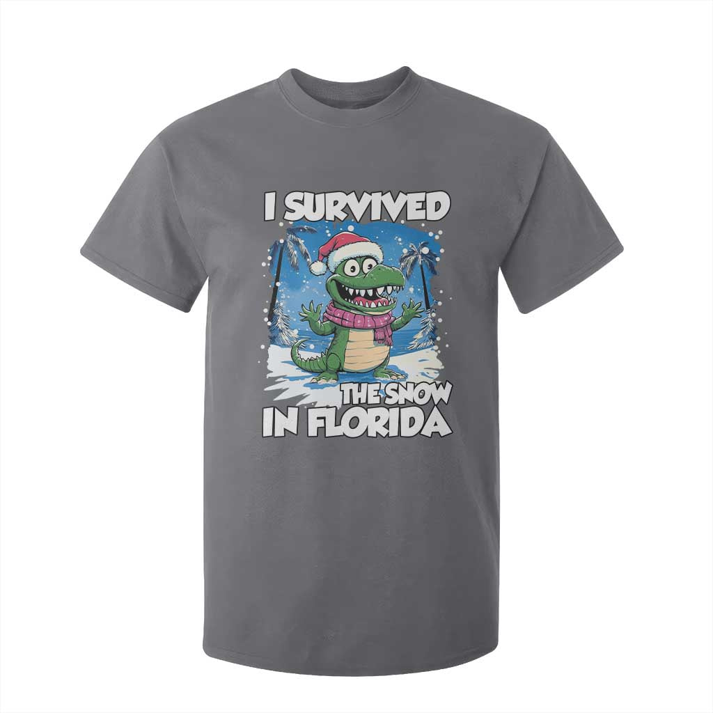 I Survived The Snow In Florida T Shirt For Kid Funny Crocodile TS02 Charcoal Print Your Wear