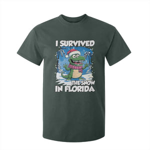 I Survived The Snow In Florida T Shirt For Kid Funny Crocodile TS02 Dark Forest Green Print Your Wear