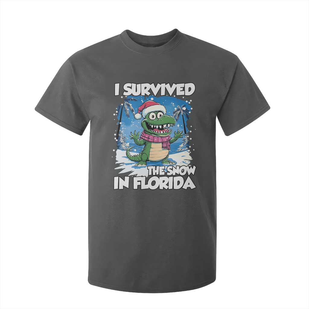 I Survived The Snow In Florida T Shirt For Kid Funny Crocodile TS02 Dark Heather Print Your Wear