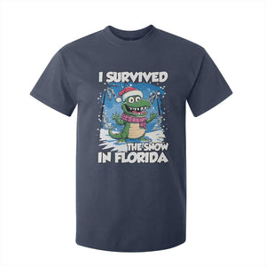 I Survived The Snow In Florida T Shirt For Kid Funny Crocodile TS02 Navy Print Your Wear