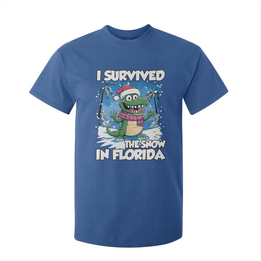 I Survived The Snow In Florida T Shirt For Kid Funny Crocodile TS02 Royal Blue Print Your Wear