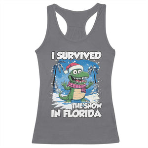 I Survived The Snow In Florida Racerback Tank Top Funny Crocodile TS02 Charcoal Print Your Wear
