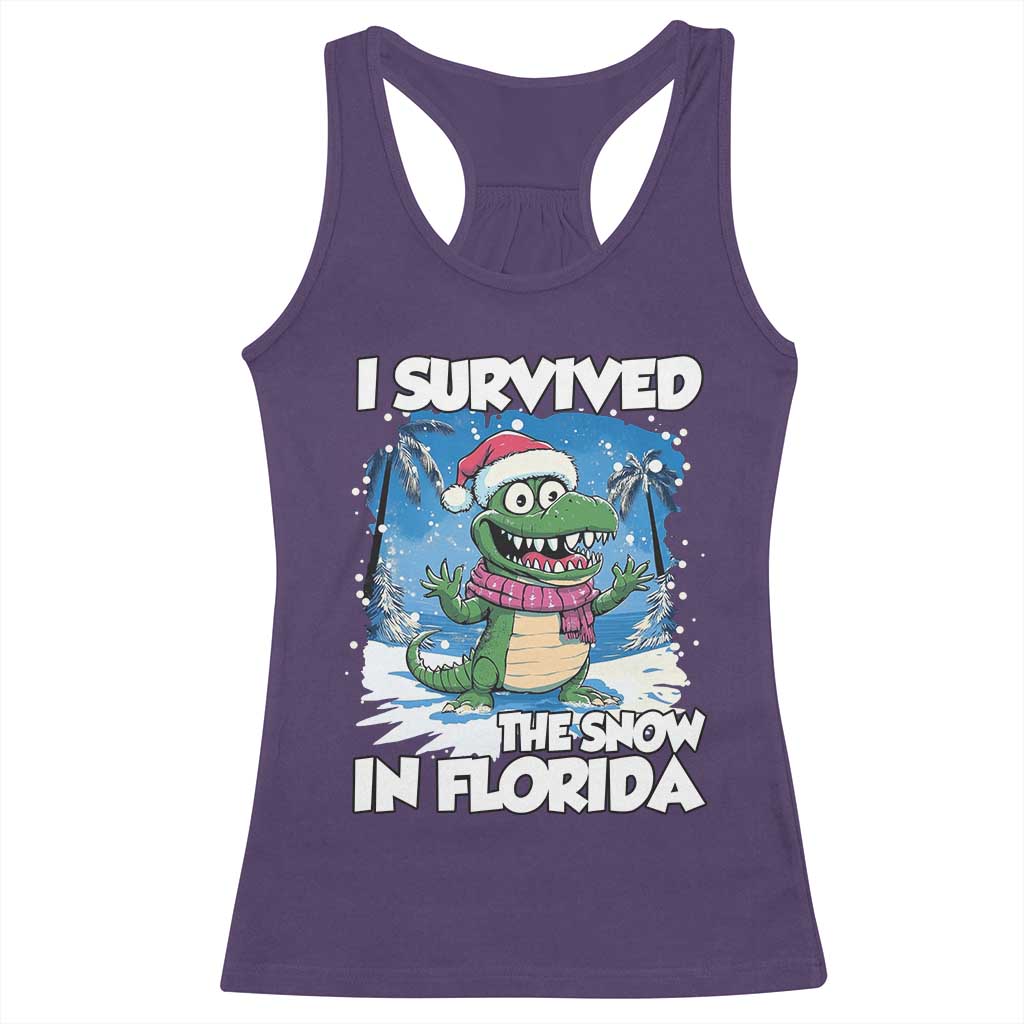 I Survived The Snow In Florida Racerback Tank Top Funny Crocodile TS02 Purple Print Your Wear