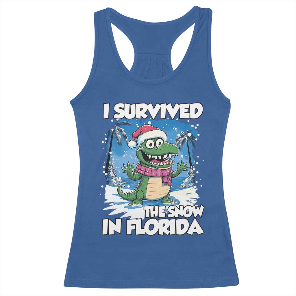 I Survived The Snow In Florida Racerback Tank Top Funny Crocodile TS02 Royal Blue Print Your Wear