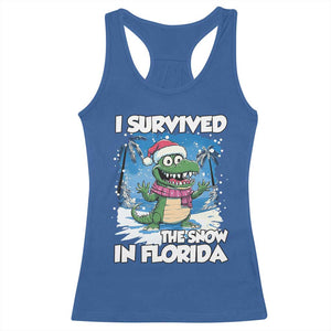 I Survived The Snow In Florida Racerback Tank Top Funny Crocodile TS02 Royal Blue Print Your Wear