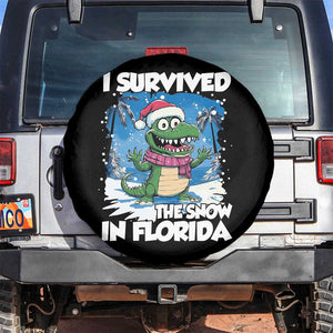 I Survived The Snow In Florida Spare Tire Cover Funny Crocodile TS02 No hole Black Print Your Wear